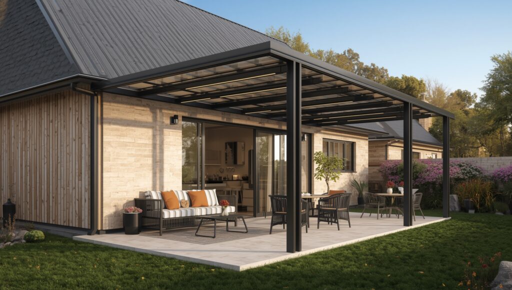 Projelerimiz lucid origin modern aluminum veranda attached to a contemporar 3
